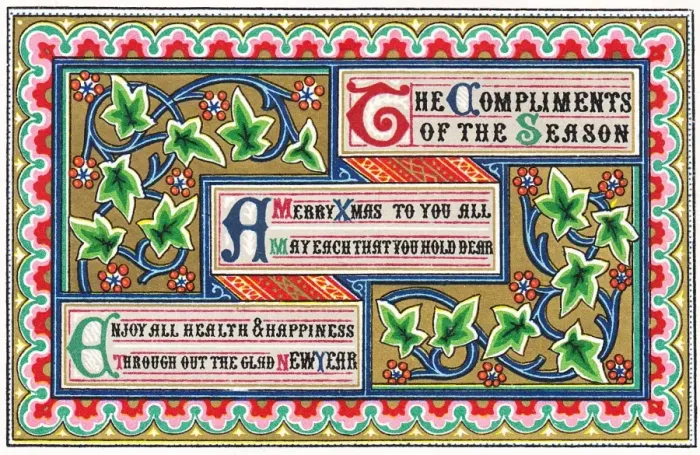 Framed Print : Illuminated manuscript style Christmas and New Year card Framed Print : Illuminated manuscript style Christmas and New Year card