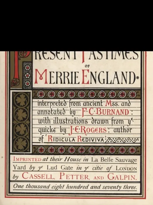 Framed Print : Illuminated title page to Present Pastimes of Merrie England Framed Print : Illuminated title page to Present Pastimes of Merrie England