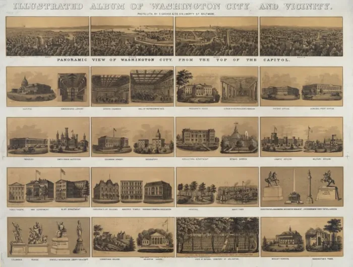 Framed Print : Illustrated album of Washington City and vicinity - panorami Framed Print : Illustrated album of Washington City and vicinity - panorami
