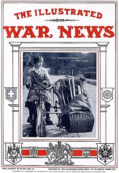 Illustrated War News front cover - a woman gardener, WW1