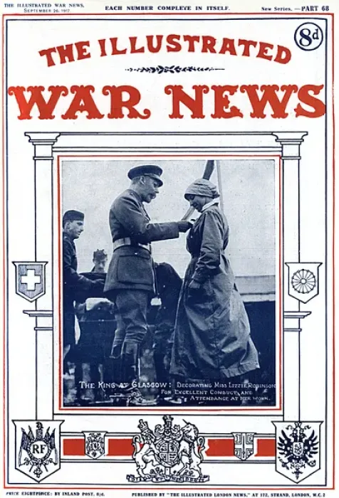 Framed Print : Illustrated War News - King decorates munition worker Framed Print : Illustrated War News - King decorates munition worker