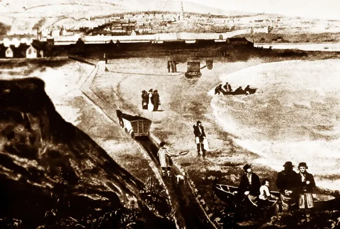 Framed Print : Illustration of Berwick on Tweed tramroad in 1822 Framed Print : Illustration of Berwick on Tweed tramroad in 1822
