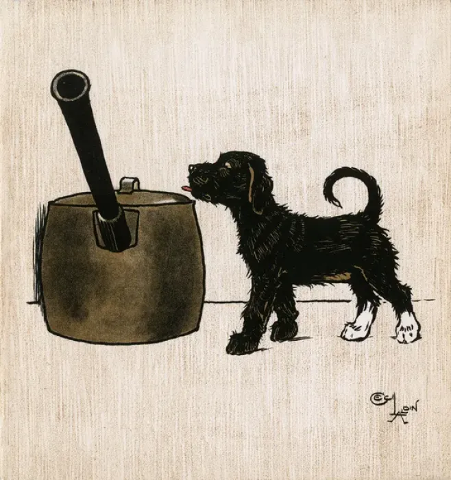 Framed Print : Illustration by Cecil Aldin, The Black Puppy Book Framed Print : Illustration by Cecil Aldin, The Black Puppy Book