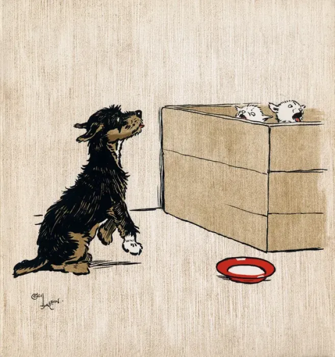 Framed Print : Illustration by Cecil Aldin, The Black Puppy Book Framed Print : Illustration by Cecil Aldin, The Black Puppy Book