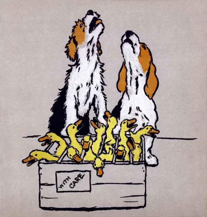 Framed Print : Illustration by Cecil Aldin, The Farmyard Puppies Framed Print : Illustration by Cecil Aldin, The Farmyard Puppies
