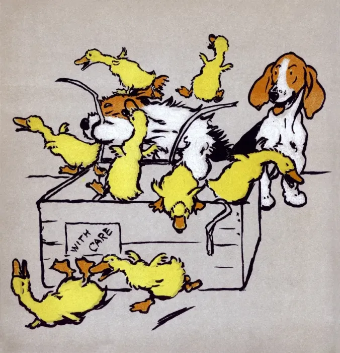 Framed Print : Illustration by Cecil Aldin, The Farmyard Puppies Framed Print : Illustration by Cecil Aldin, The Farmyard Puppies