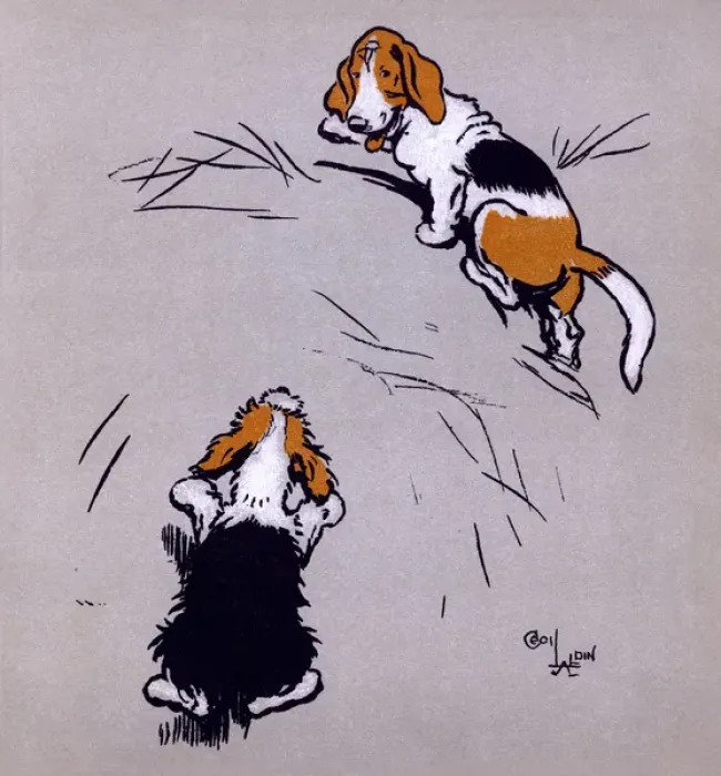 Framed Print : Illustration by Cecil Aldin, The Farmyard Puppies Framed Print : Illustration by Cecil Aldin, The Farmyard Puppies