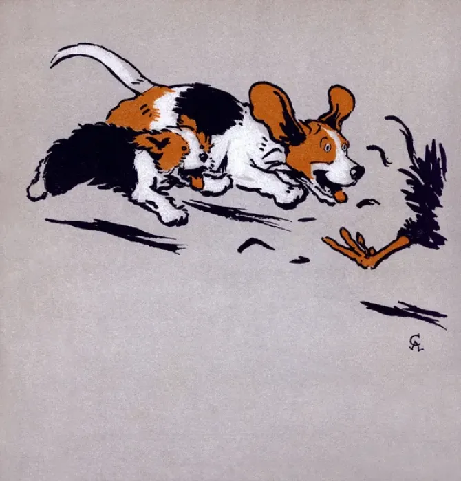 Framed Print : Illustration by Cecil Aldin, The Farmyard Puppies Framed Print : Illustration by Cecil Aldin, The Farmyard Puppies