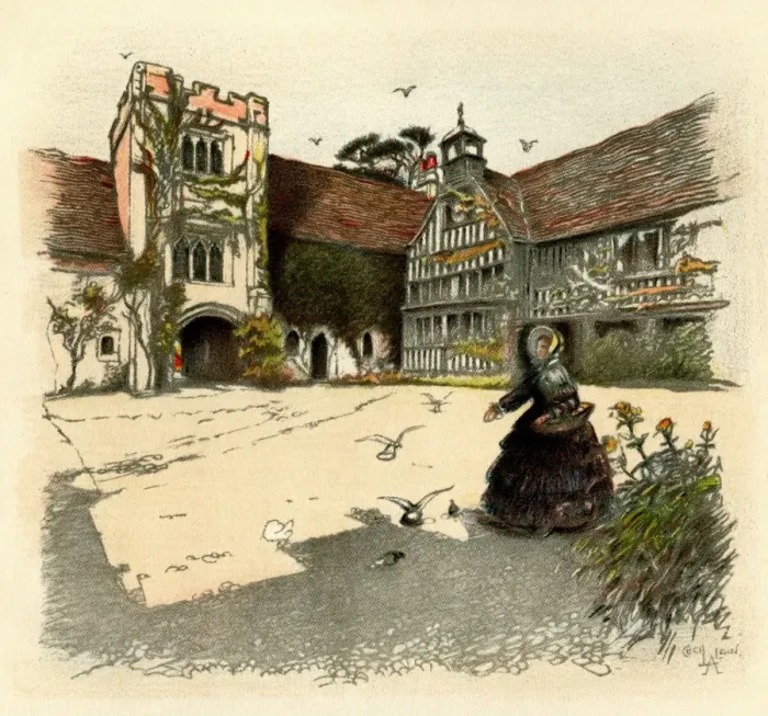 Framed Print : Illustration by Cecil Aldin, Old Manor Houses Framed Print : Illustration by Cecil Aldin, Old Manor Houses