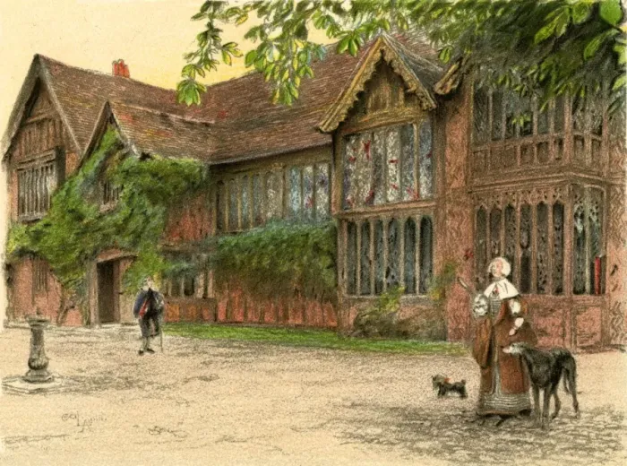 Framed Print : Illustration by Cecil Aldin, Old Manor Houses Framed Print : Illustration by Cecil Aldin, Old Manor Houses