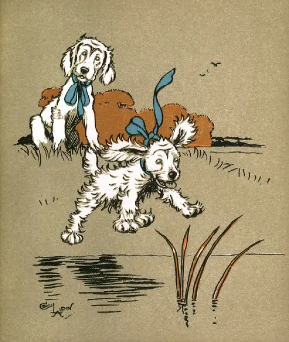 Framed Print : Illustration by Cecil Aldin, Puppy Tails Framed Print : Illustration by Cecil Aldin, Puppy Tails