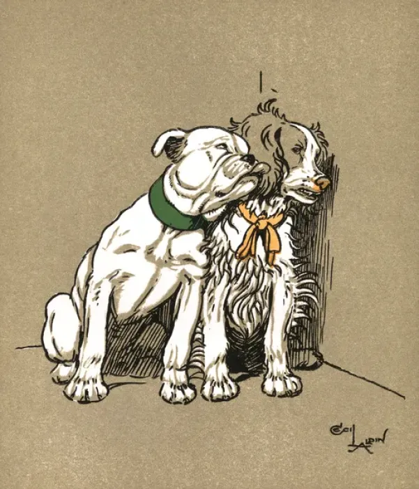 Framed Print : Illustration by Cecil Aldin, Puppy Tails Framed Print : Illustration by Cecil Aldin, Puppy Tails