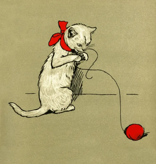 Framed Print : Illustration by Cecil Aldin, The White Kitten Book Framed Print : Illustration by Cecil Aldin, The White Kitten Book