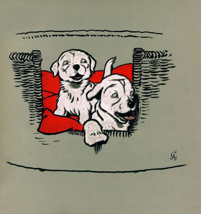 Framed Print : Illustration by Cecil Aldin, The White Puppy Book Framed Print : Illustration by Cecil Aldin, The White Puppy Book