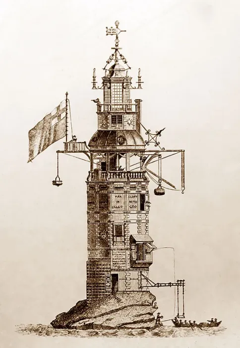 Framed Print : Illustration of Eddystone Lighthouse Framed Print : Illustration of Eddystone Lighthouse