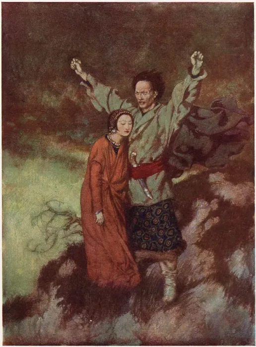 Framed Print : Illustration by Edmund Dulac to the poem Tamerlane by Edgar Allan Poe. Tamerlane and his young love. Date: 1912 Framed Print : Illustration by Edmund Dulac to the poem Tamerlane by Edgar Allan Poe. Tamerlane and his young love. Date: 1912