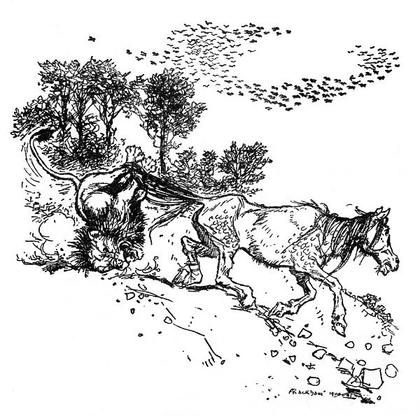 Illustration, The Fox and the Horse