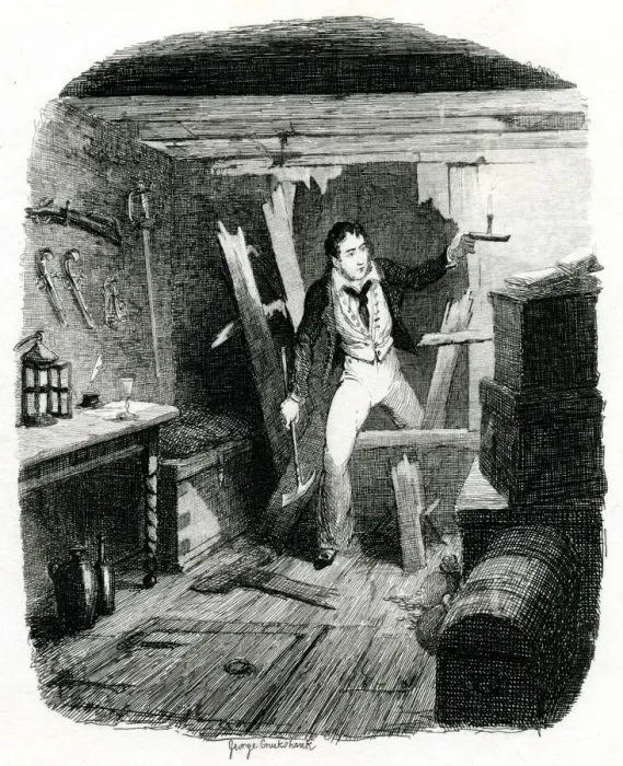 Framed Print : Illustration, Frank Heartwell discovering the treasure Framed Print : Illustration, Frank Heartwell discovering the treasure