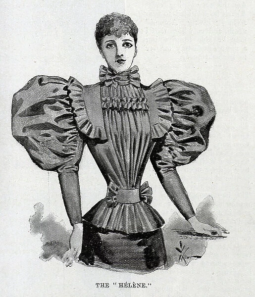 Illustration of the Helene blouse, with frilled collar