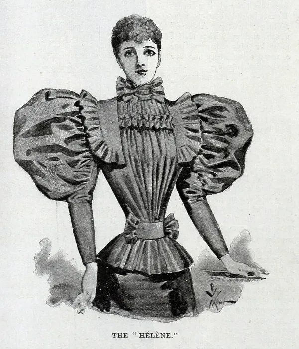 Framed Print : Illustration of the Helene blouse, with frilled collar Framed Print : Illustration of the Helene blouse, with frilled collar