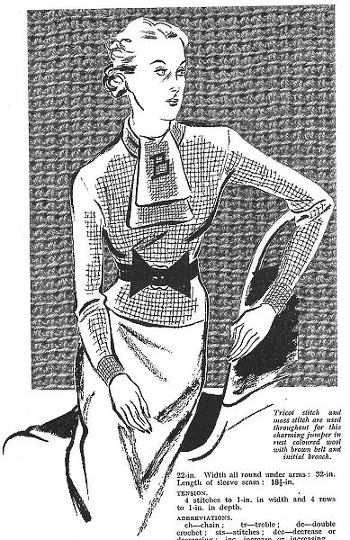 Illustration of a knitted jumper set Date: 1936
