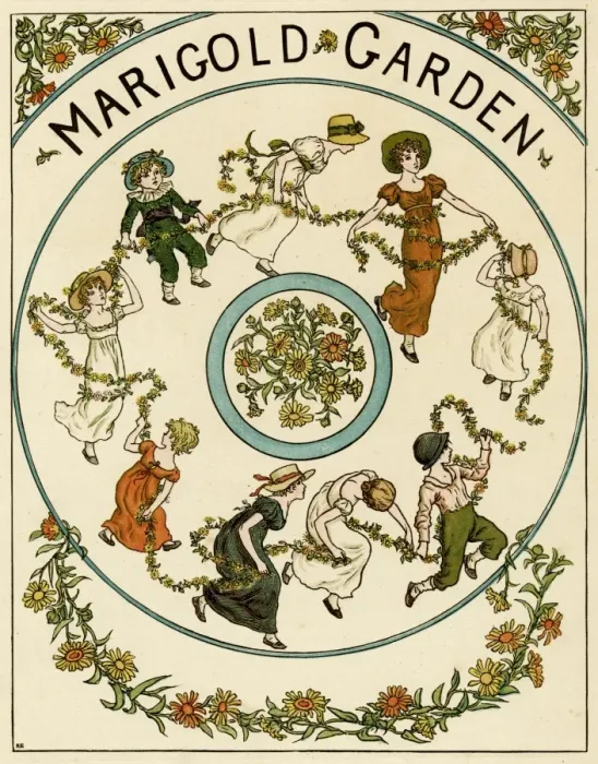 Framed Print : Illustration, Marigold Garden by Kate Greenaway Framed Print : Illustration, Marigold Garden by Kate Greenaway
