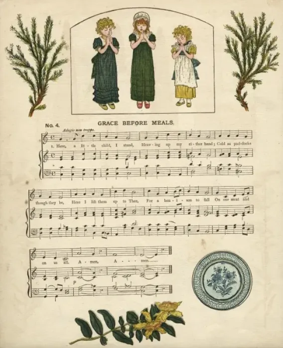 Framed Print : Illustration with music, Grace Before Meals Framed Print : Illustration with music, Grace Before Meals