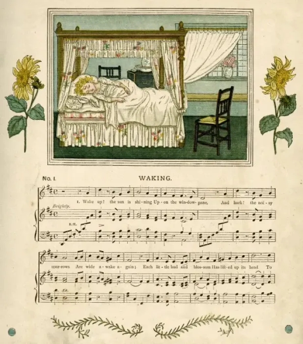 Framed Print : Illustration with music, Waking Framed Print : Illustration with music, Waking