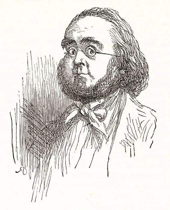Framed Print : Illustration, The Newcomes, by Thackeray, a portrait of a man strongly resembling the author. Date: first published 1850s Framed Print : Illustration, The Newcomes, by Thackeray, a portrait of a man strongly resembling the author. Date: first published 1850s