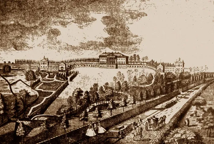 Framed Print : Illustration of Prior Park Wagonway in 1731 Framed Print : Illustration of Prior Park Wagonway in 1731