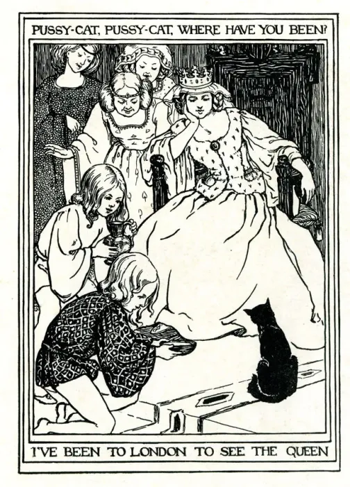 Framed Print : Illustration, Pussy cat, pussy cat, where have you been Framed Print : Illustration, Pussy cat, pussy cat, where have you been