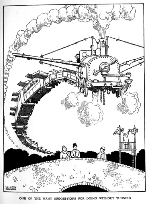 Framed Print : Illustration, Railway Ribaldry by W Heath Robinson Framed Print : Illustration, Railway Ribaldry by W Heath Robinson
