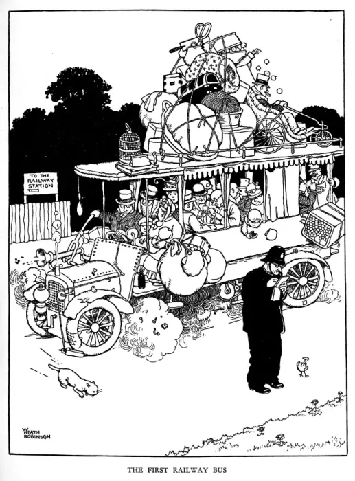 Framed Print : Illustration, Railway Ribaldry by W Heath Robinson Framed Print : Illustration, Railway Ribaldry by W Heath Robinson