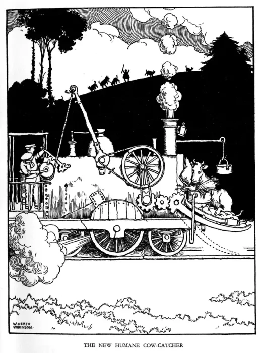 Framed Print : Illustration, Railway Ribaldry by W Heath Robinson Framed Print : Illustration, Railway Ribaldry by W Heath Robinson