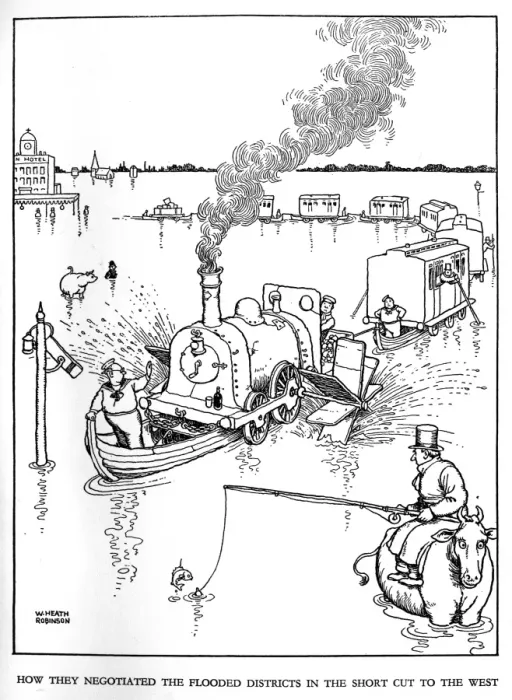 Framed Print : Illustration, Railway Ribaldry by W Heath Robinson Framed Print : Illustration, Railway Ribaldry by W Heath Robinson