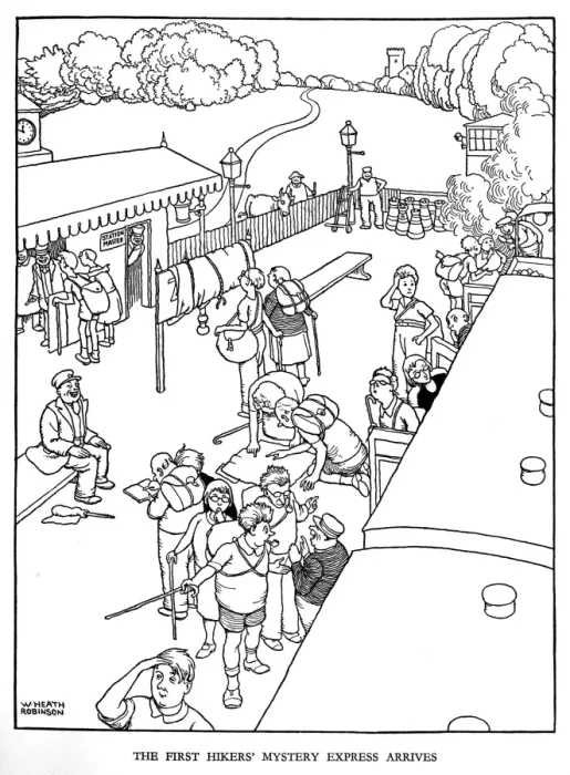 Framed Print : Illustration, Railway Ribaldry by W Heath Robinson Framed Print : Illustration, Railway Ribaldry by W Heath Robinson