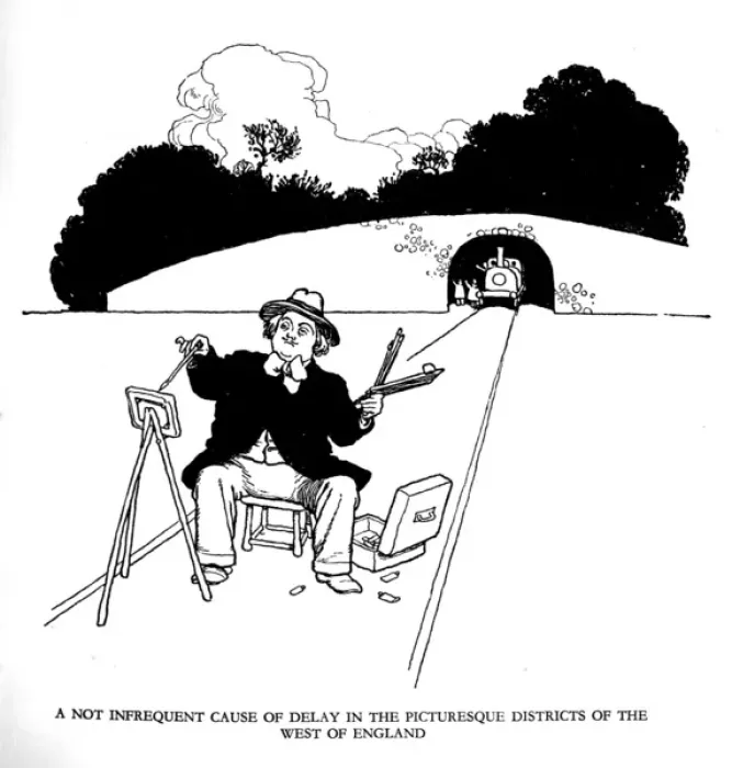 Framed Print : Illustration, Railway Ribaldry by W Heath Robinson Framed Print : Illustration, Railway Ribaldry by W Heath Robinson