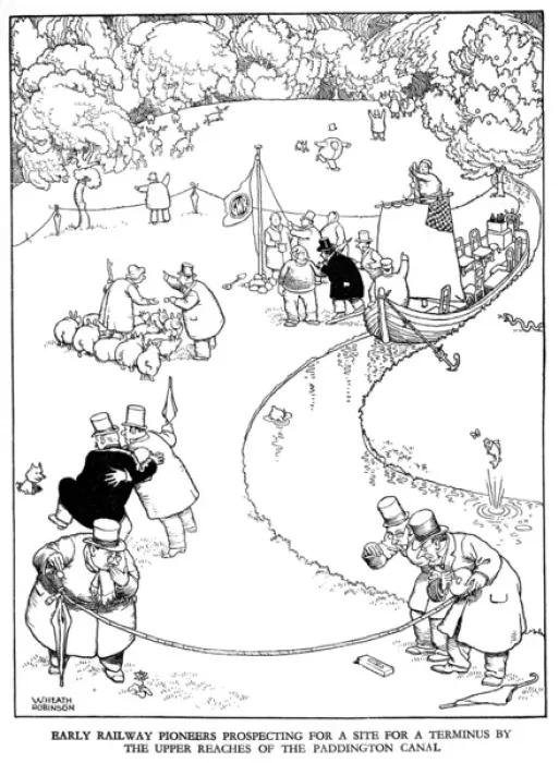 Framed Print : Illustration, Railway Ribaldry by W Heath Robinson Framed Print : Illustration, Railway Ribaldry by W Heath Robinson