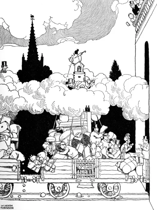 Framed Print : Illustration, Railway Ribaldry by W Heath Robinson Framed Print : Illustration, Railway Ribaldry by W Heath Robinson