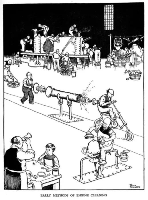 Framed Print : Illustration, Railway Ribaldry by W Heath Robinson Framed Print : Illustration, Railway Ribaldry by W Heath Robinson