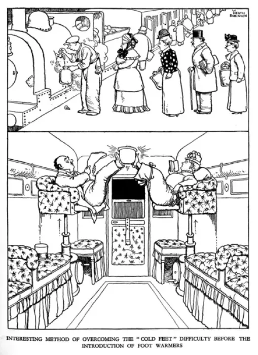 Framed Print : Illustration, Railway Ribaldry by W Heath Robinson Framed Print : Illustration, Railway Ribaldry by W Heath Robinson