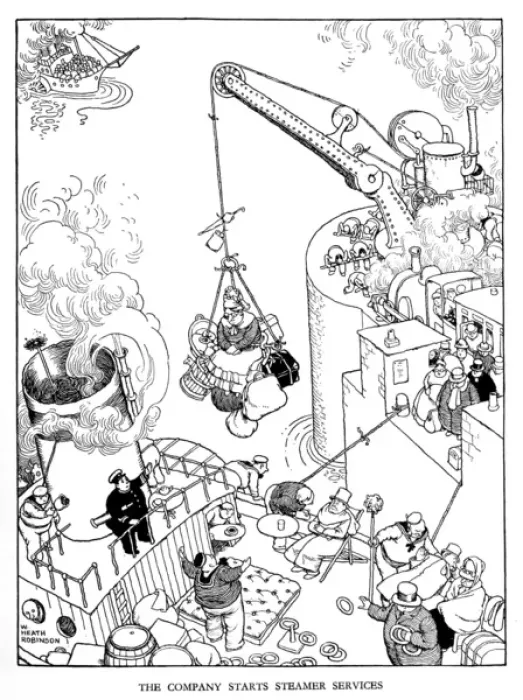 Framed Print : Illustration, Railway Ribaldry by W Heath Robinson Framed Print : Illustration, Railway Ribaldry by W Heath Robinson