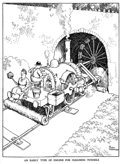 Framed Print : Illustration, Railway Ribaldry by W Heath Robinson Framed Print : Illustration, Railway Ribaldry by W Heath Robinson