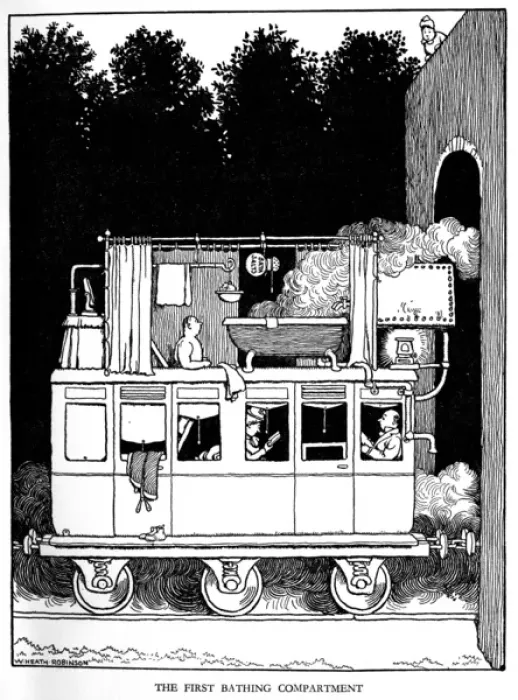 Framed Print : Illustration, Railway Ribaldry by W Heath Robinson Framed Print : Illustration, Railway Ribaldry by W Heath Robinson