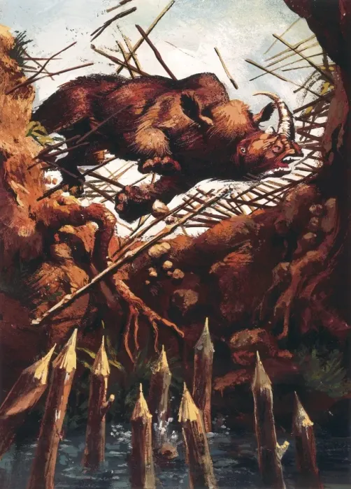 Framed Print : Illustration that recreates the hunting of large Framed Print : Illustration that recreates the hunting of large