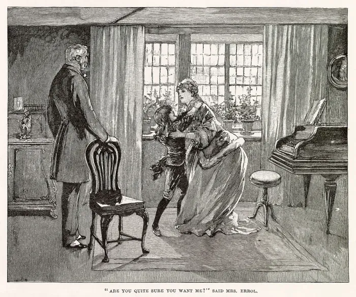 Framed Print : Illustration by Reginald Birch to Little Lord Fauntleroy by Frances Hodgson Burnett. Are you quite sure you want me? said Mrs Errol. The Earl asks Little Lord Fauntleroy to ask his mother to stay with them at the castle. Date: 1886 Framed Print : Illustration by Reginald Birch to Little Lord Fauntleroy by Frances Hodgson Burnett. Are you quite sure you want me? said Mrs Errol. The Earl asks Little Lord Fauntleroy to ask his mother to stay with them at the castle. Date: 1886