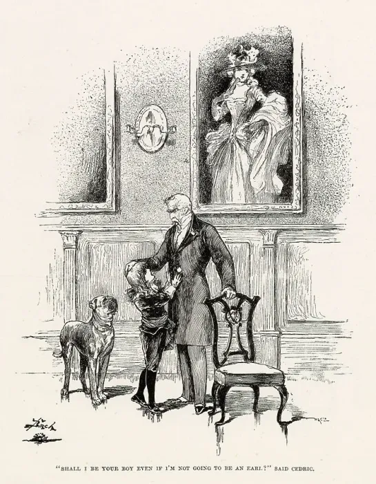 Framed Print : Illustration by Reginald Birch to Little Lord Fauntleroy by Frances Hodgson Burnett. Shall I be your boy even if I'm not going to be an earl? said Cedric. Date: 1886 Framed Print : Illustration by Reginald Birch to Little Lord Fauntleroy by Frances Hodgson Burnett. Shall I be your boy even if I'm not going to be an earl? said Cedric. Date: 1886