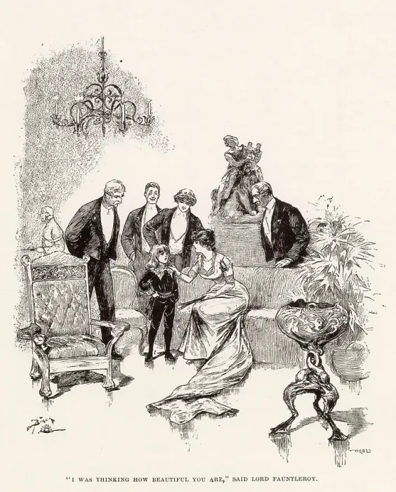 Framed Print : Illustration by Reginald Birch to Little Lord Fauntleroy by Frances Hodgson Burnett. I was thinking how beautiful you are, said Lord Fauntleroy. Date: 1886 Framed Print : Illustration by Reginald Birch to Little Lord Fauntleroy by Frances Hodgson Burnett. I was thinking how beautiful you are, said Lord Fauntleroy. Date: 1886