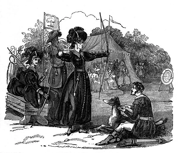 Illustration, scene at an archery event