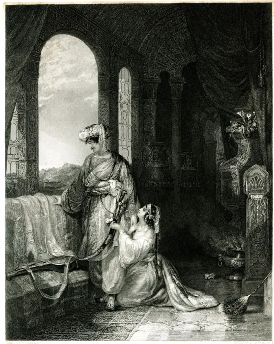Framed Print : Illustration, Selim and Zuleika, The Bride of Abydos Framed Print : Illustration, Selim and Zuleika, The Bride of Abydos